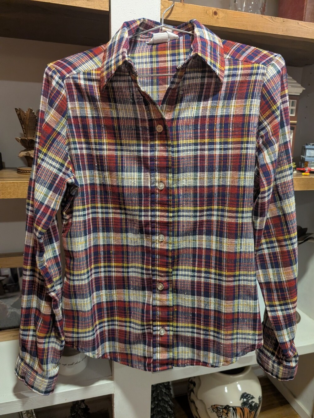 Vintage Levi's Plaid Cowboy Button Up Shirt Size Small